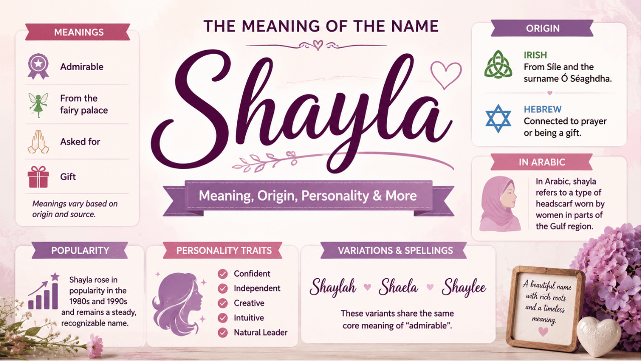 My Shayla meaning feature image explaining the name's origin, meaning, and symbolism.