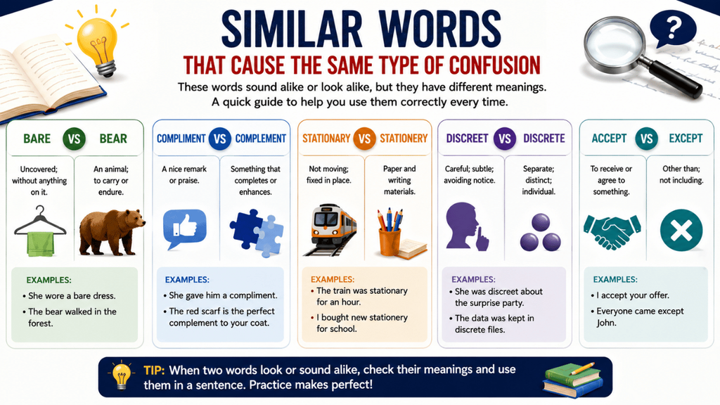 Similar Words That Cause the Same Type of Confusion